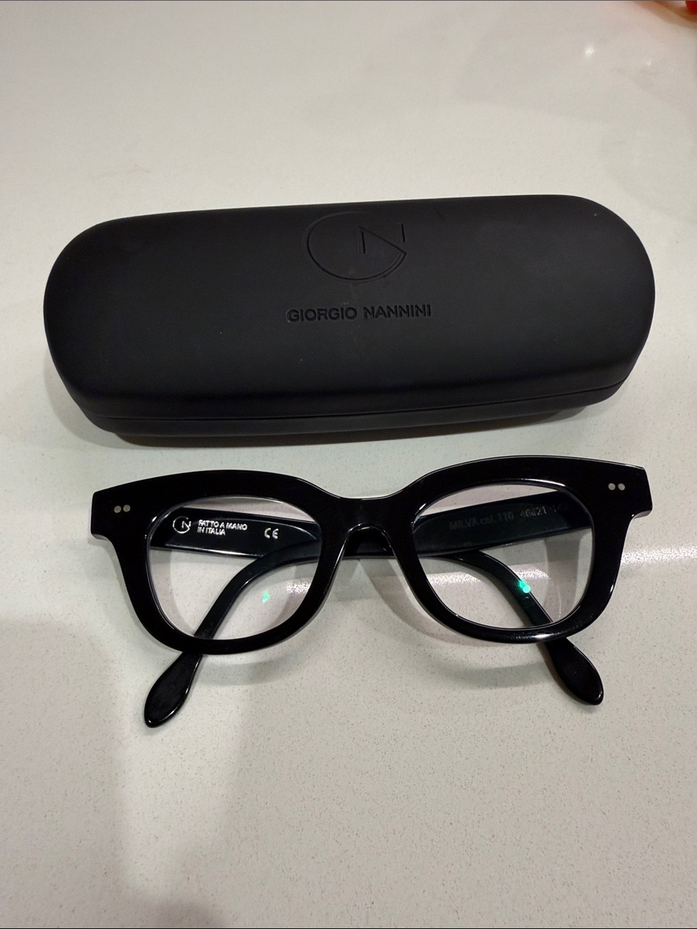 Giorgio Nannini MILVA: 110 Black Italian Cat-Eye Glasses 46-21-142 Original Case
